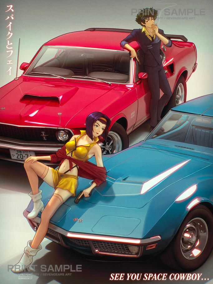 Spike and Faye + Mustang and Corvette