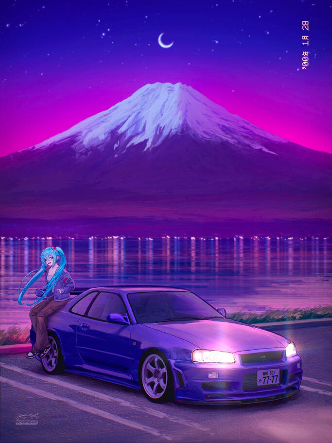 Miku + Skyline GT-R