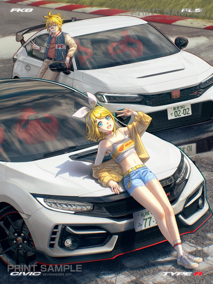 Rin and Len + Civic Type R
